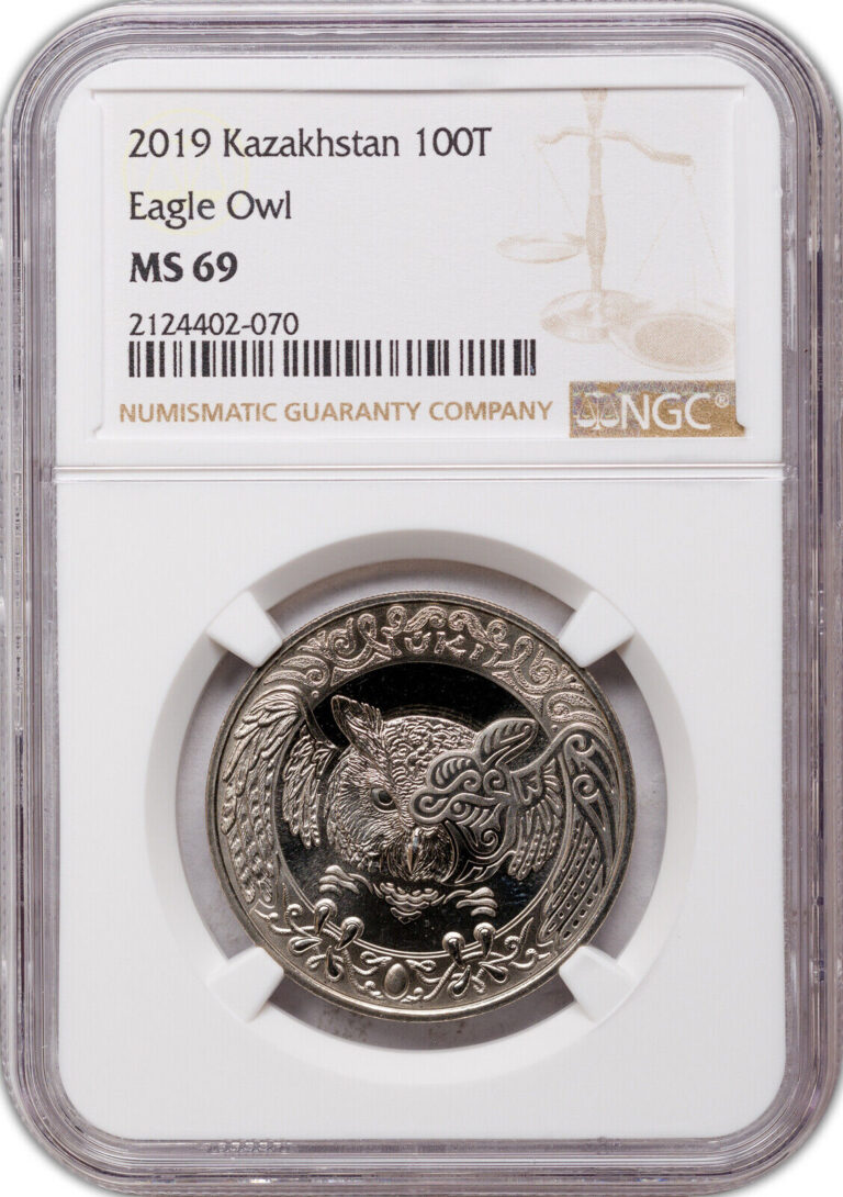 Read more about the article 2019 KAZAKHSTAN EAGLE OWL 100 T TENGE NGC MS 69 COIN FINEST KNOWN