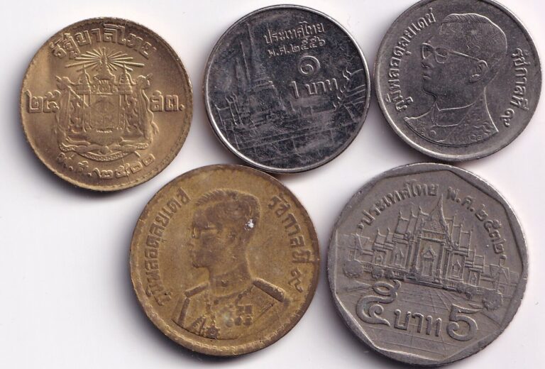 Read more about the article Lot of 5 Thailand coins  25 and 50 satang  1 and 5 baht