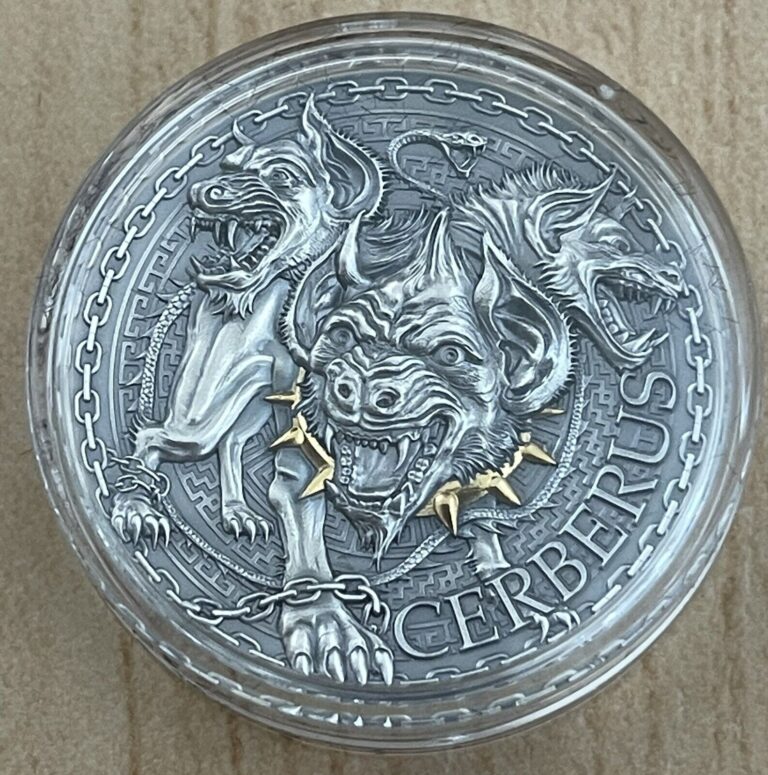 Read more about the article Cerberus The Great Greek Mythology 1 oz Silver Coin CFA Cameroon 2023 Ship Today