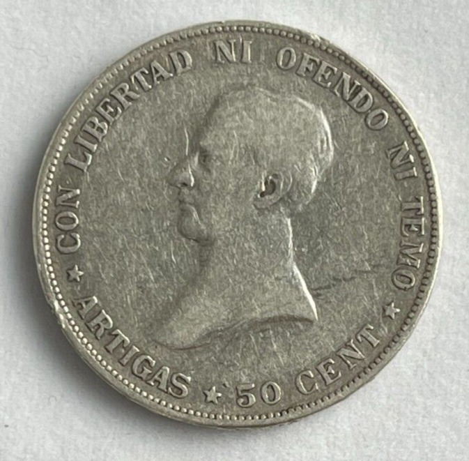 Read more about the article 1917 Uruguay 50 Silver Centesimos – KM 22