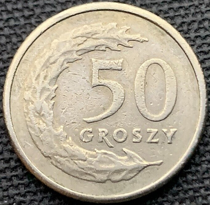 Read more about the article 1992 Poland 50 Groszy Coin XF    oak leaves   #X138