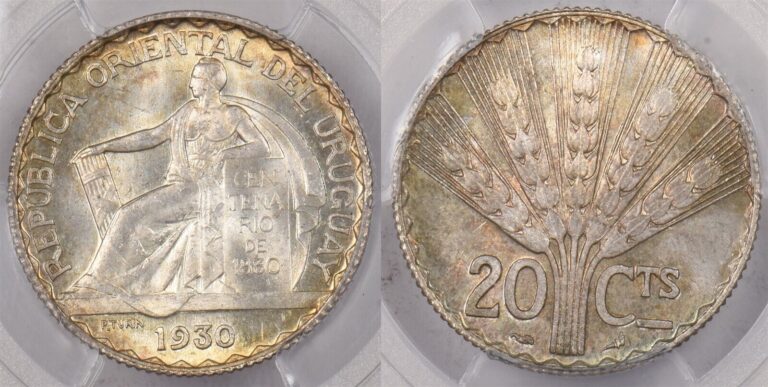 Read more about the article Uruguay 1930 20 Centesimos PCGS MS 66 PC1396 combine shipping