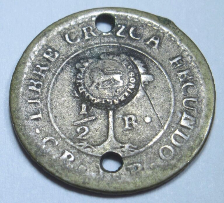 Read more about the article 1847 Costa Rica 1/2 Reales Countermark Central American Counterstamp Silver Coin
