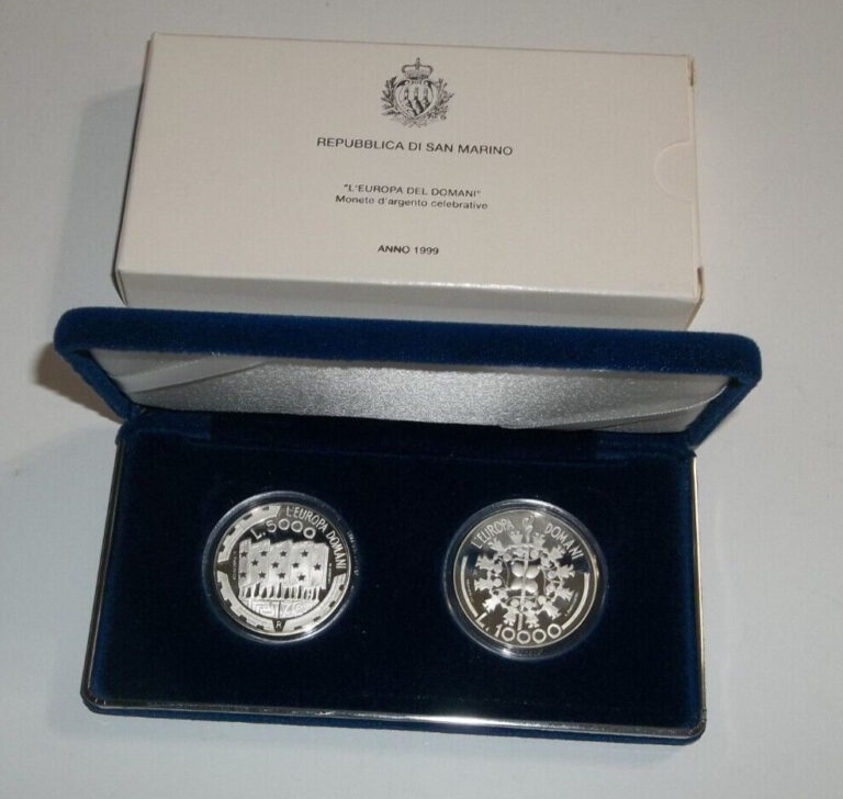 Read more about the article 1999 San Marino – 5 000 and 10 000 Silver Lira Proof Coins w/box and COA