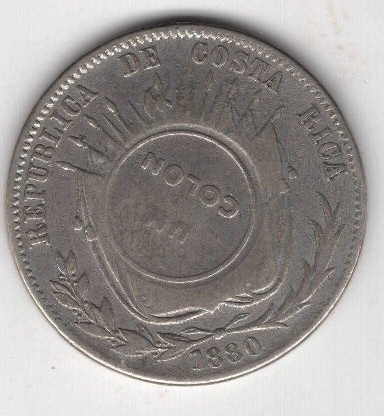 Read more about the article COSTA RICA COLON 1923 COUNTERSTAMPED ON 50 CENTAVOS 1880 GW SILVER
