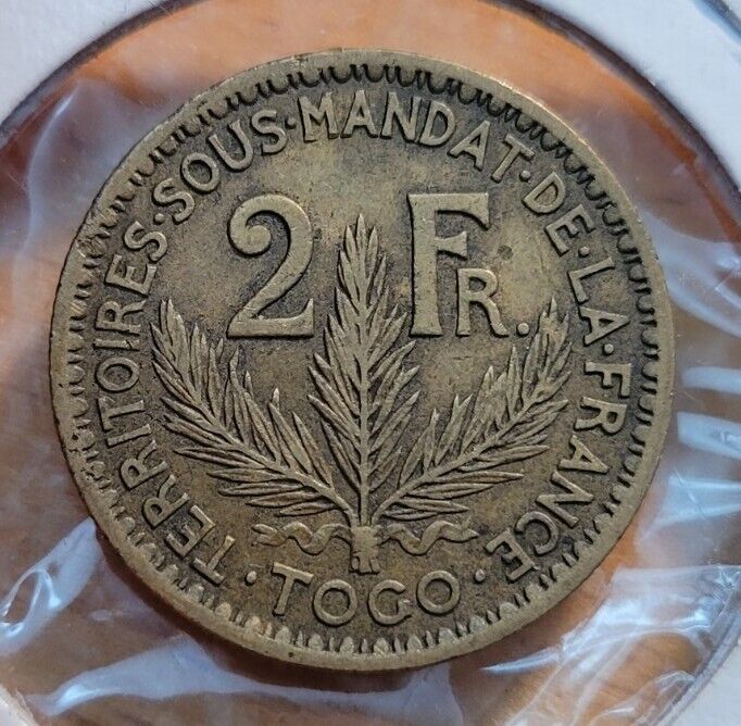 Read more about the article 1924 Togo 2 Francs 	French Mandate World Coin