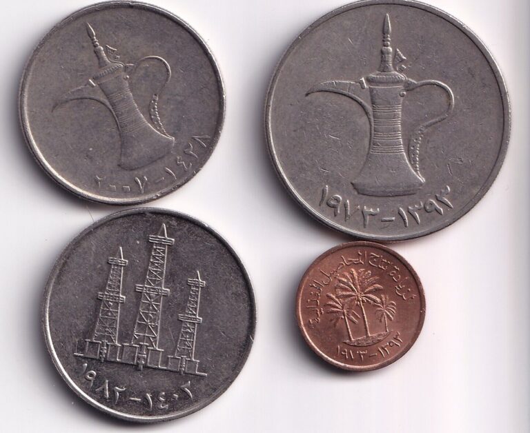 Read more about the article Lot of 4 United Arab Emirates coins  1 and 50 fils  1 dirham   1973- 2007