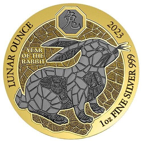 Read more about the article 2023 50 Francs Rwanda YEAR OF THE RABBIT Gilded 1 Oz Silver Ruthenium Coin.