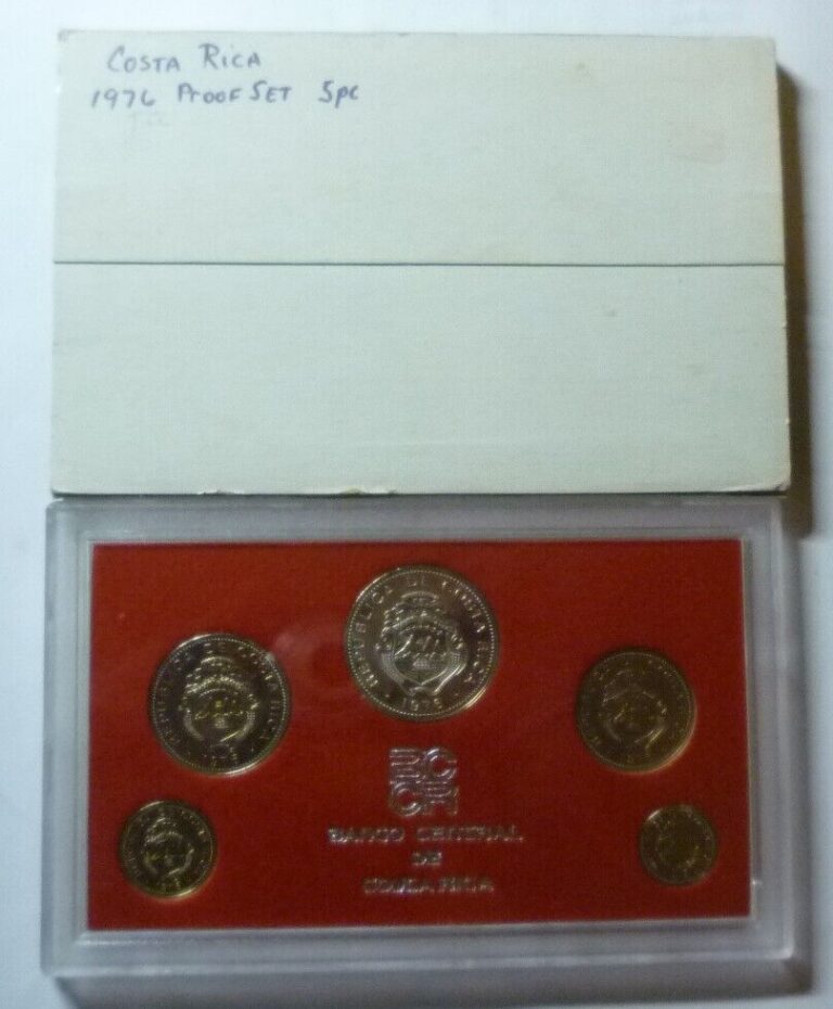 Read more about the article 1976 COSTA RICA – OFFICIAL PROOF SET (5) – RED CASE (CORNER CRACK) – VERY RARE!