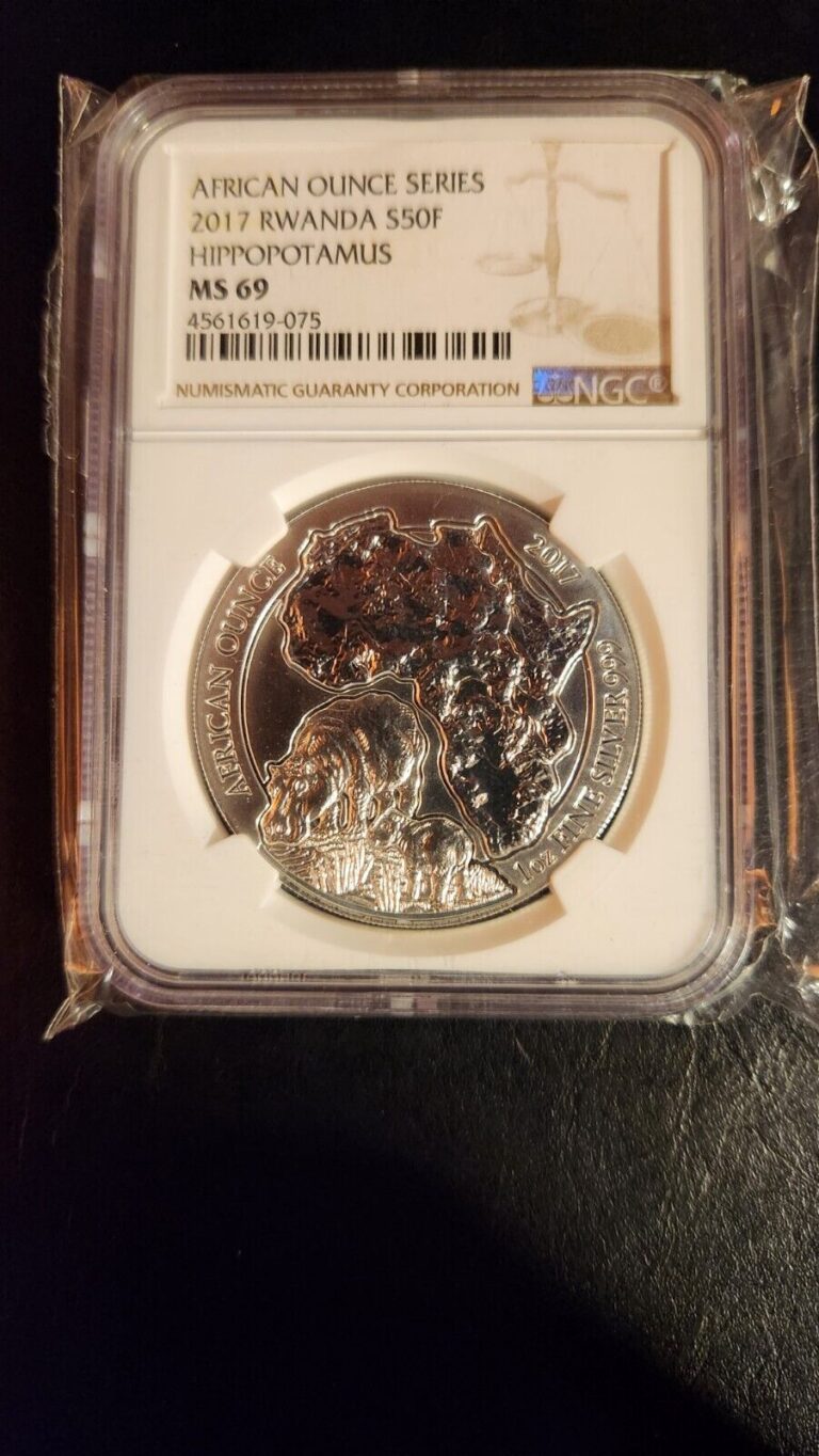 Read more about the article 2017 Rwanda 1 oz Silver Hippopotamus African Ounce NGC MS69