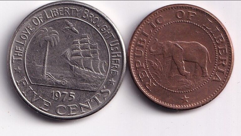 Read more about the article Lot of two Liberia coins  1 and 5 cents  1972- 1975  elephant