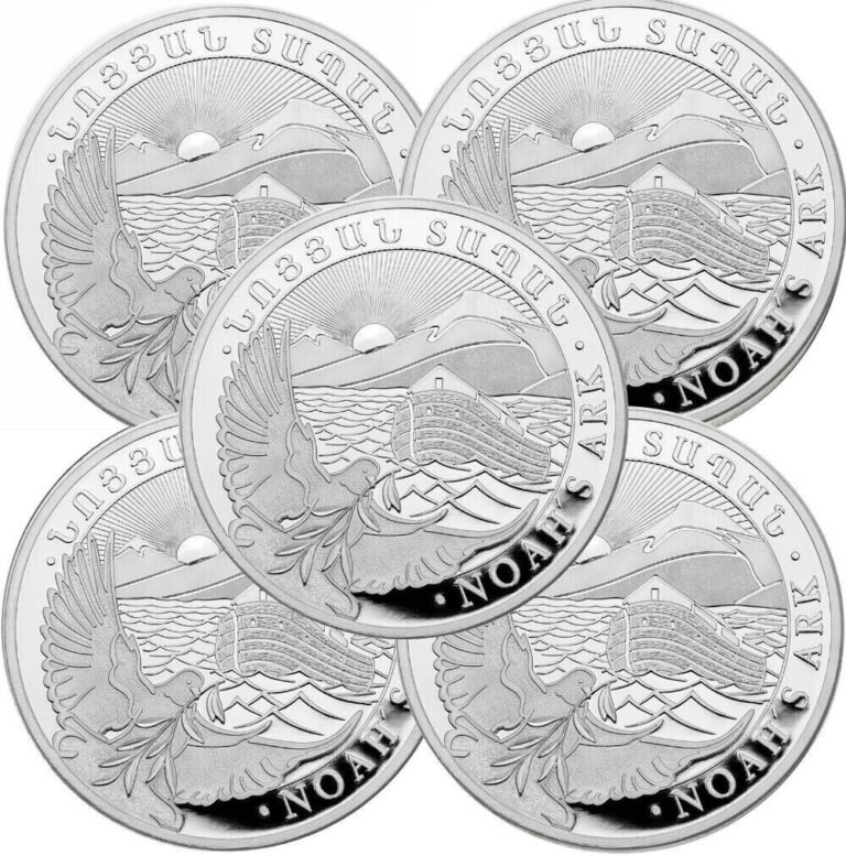 Read more about the article Lot of 5 – 2023 1 oz Silver Armenia 500 Drams Noah’s Ark Uncirculated – IN STOCK