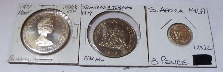 Read more about the article 3 Nice Silver Coins  Bahamas  Trinidad and Tobago  South Africa