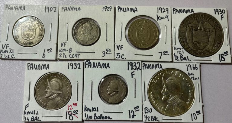 Read more about the article PANAMA LOT OF 7 MISCELLANEOUS COINS 1907 TO 1966