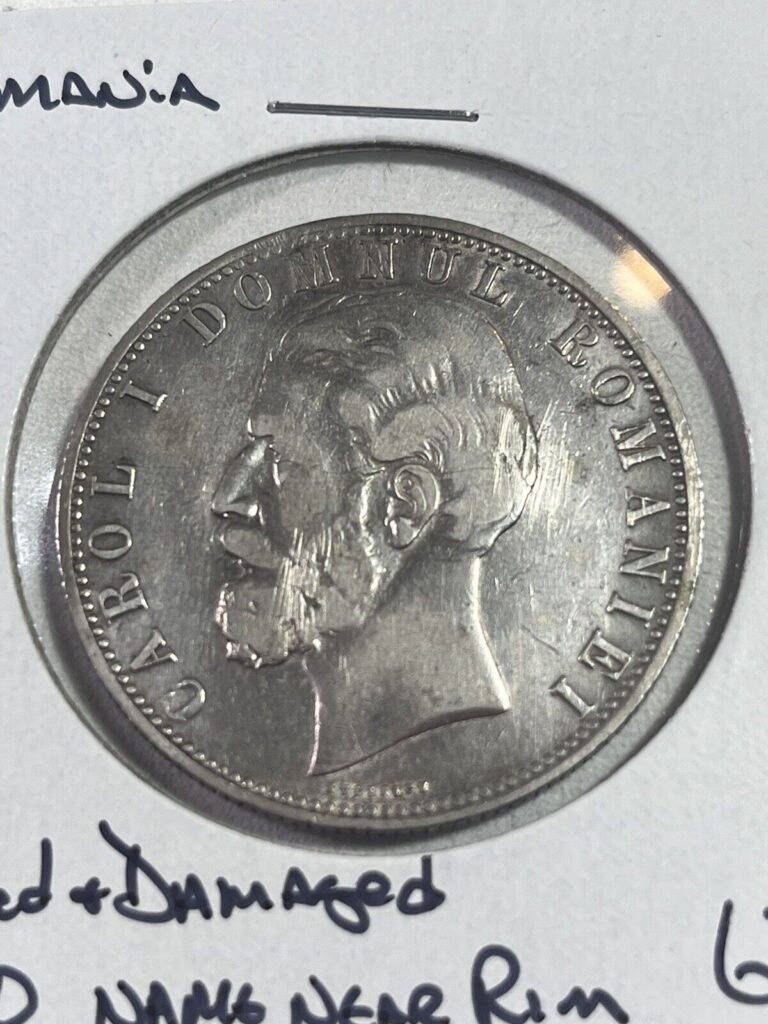 Read more about the article 1880 Romania 5 Lei Large Silver Coin Cleaned and Damaged Name Near Rim