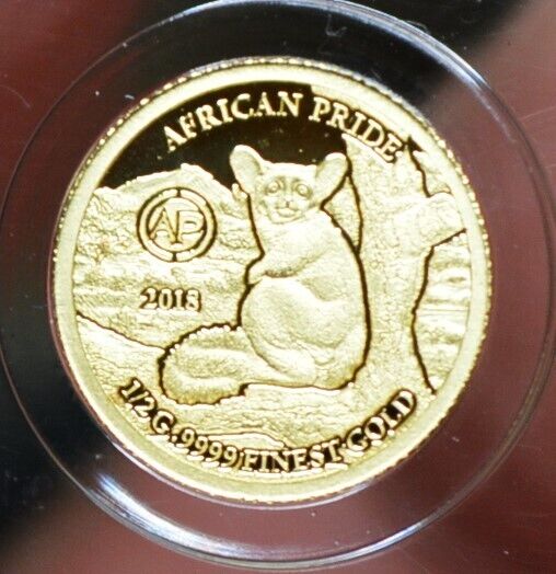 Read more about the article AFRICAN BUSH BABY 2018 250 FRANCS CFA 1/2 GRAM PURE GOLD COIN SENEGAL