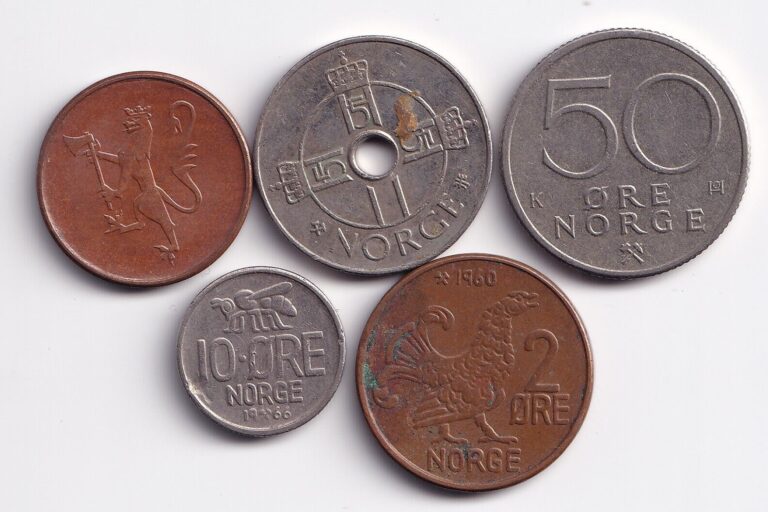 Read more about the article Lot of 5 Norway coins  2  5  10  and 50 ore  1 krone  1960- 1991