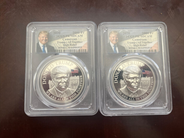 Read more about the article 2020 Cameroon Proof Silver Donald Trump PCGS PR70 High Relief All Together