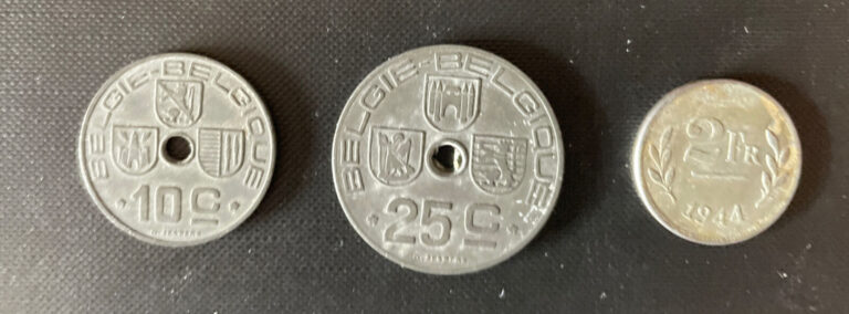 Read more about the article Belgium/German Occupation Coins: 10 Centimes (1942)  25 Cent. and 2 Franc (1944)