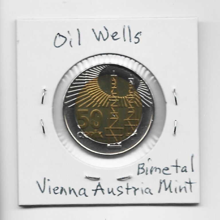 Read more about the article Azerbaijan 50 Qapik 2006 K44 Oil Wells Bimetal Coin. Formerly USSR. Austria Mint