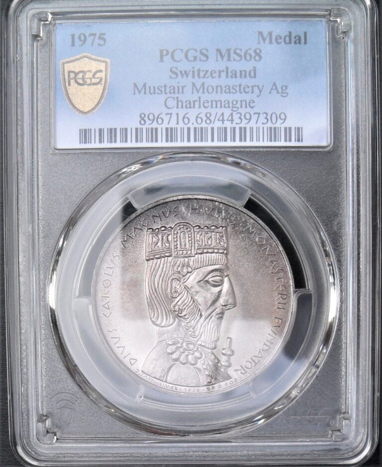 Read more about the article 1975 Switzerland  PCGS MS 68  Mustair Monastery   nice silver  medal    # 1225