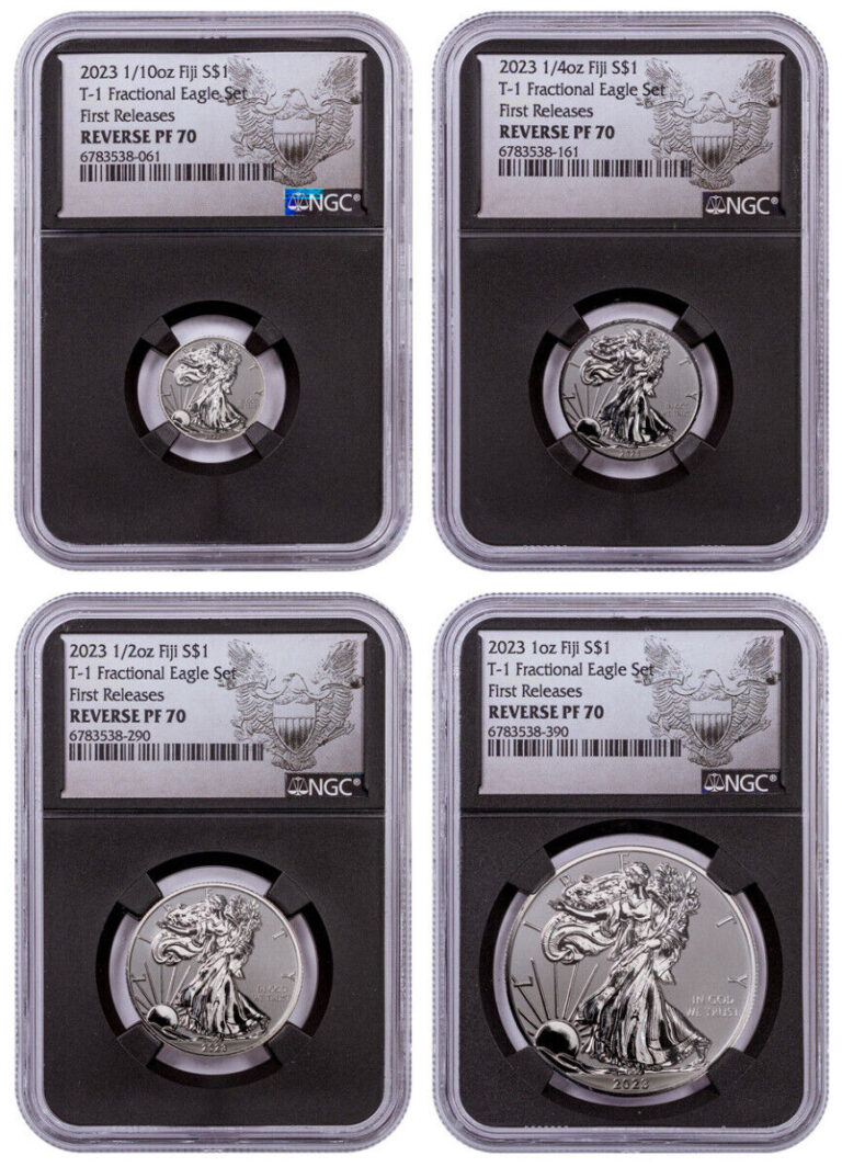 Read more about the article 4pc Fiji 2023 T-1 Fractional Silver Eagle Set NGC Reverse Proof PF70 BC FR