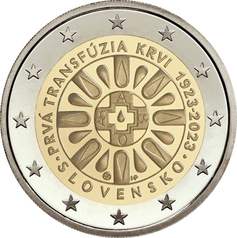 Read more about the article Slovakia 2023 First Blood Transfusion 2 Euro Coin. UNC From Bank Roll.