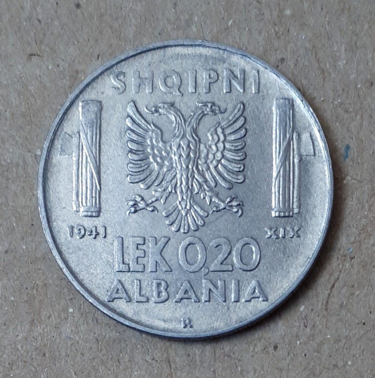 Read more about the article Albania 0.20 Lek 1941 excellent stainless steel coin