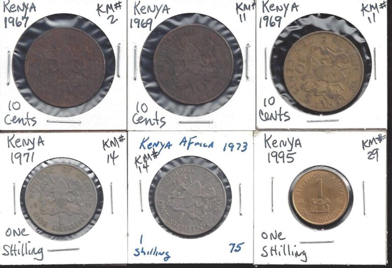 Read more about the article KENYA REPUBLIC COINS – LOT OF 6 COINS 1967 – 1995