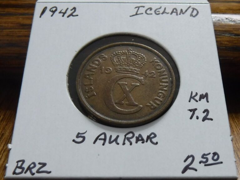 Read more about the article 1942 Iceland 5 Aurar – KM#7.2 – Nice bronze coin