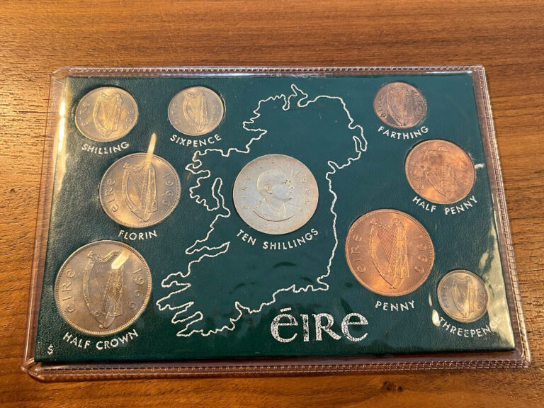 Read more about the article Ireland Irish Eire 1960’s Complete UNC Coin Set With Silver Pearce 10 Schilling