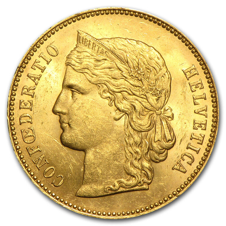 Read more about the article SPECIAL PRICE! Switzerland Gold 20 Francs Helvetica (1883-1896) AU