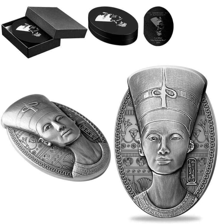 Read more about the article 2023 3 oz Silver The Nefertiti Bust 3D Shaped Coin Djibouti .999 Fine (w/Box and