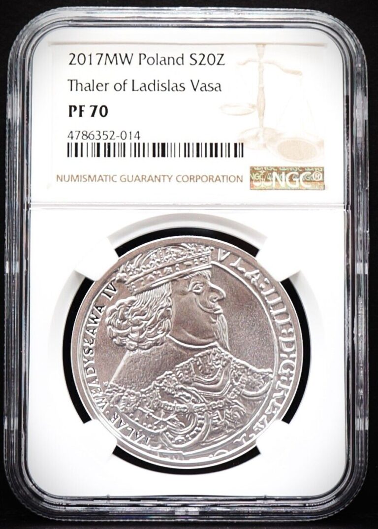 Read more about the article 2017 20 zl HISTORY OF THE POLISH COIN Thaler of Ladislas Vasa Talar NGC PF70