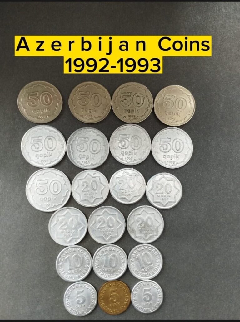 Read more about the article Azerbaijan coins set 1992-1993 year 5 10 20 50 alminum  brass  nickel coin  set