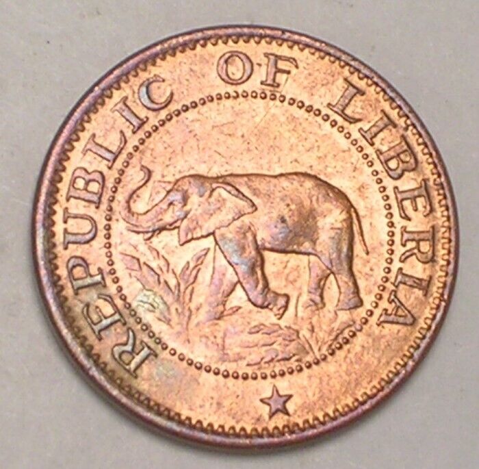 Read more about the article 1975 Liberia Liberian One 1 Cent Elephant Ship Coin VF+
