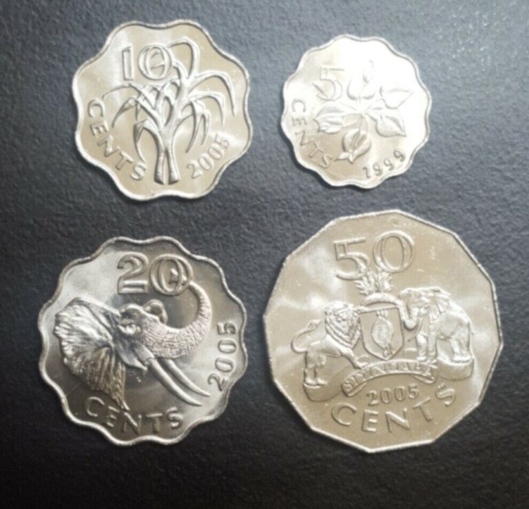 Read more about the article 1999-2005 SWAZILAND 5 10 20 50 CENTS ELEPHANT SCALLOPED SHAPE COINS SET OF 4 LOT