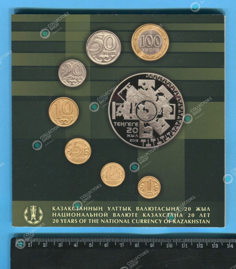 Read more about the article KAZAKHSTAN: Mint Set of MINIATURES OF COINS  2013 20th Anniv. of Tenge in folder