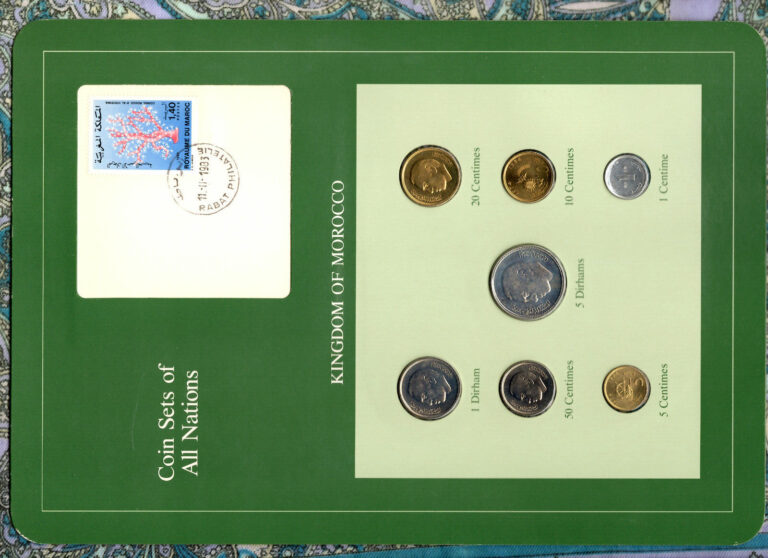Read more about the article Coin Sets of All Nations Morocco UNC wcard 50 20 10 Santimat 1974 5 Dirhams 1980