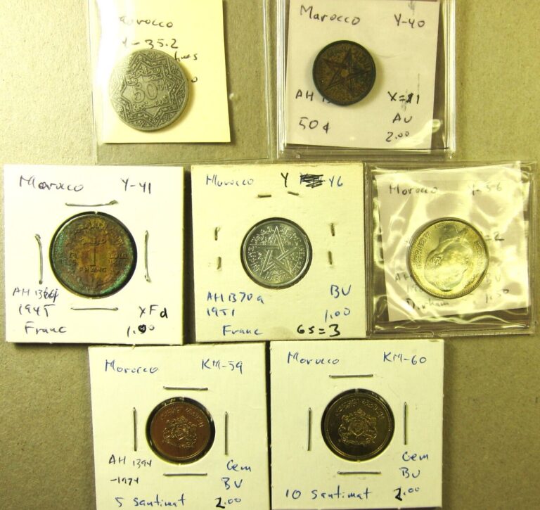 Read more about the article Morocco  7 different coins 1944 to 1975    (#2856)
