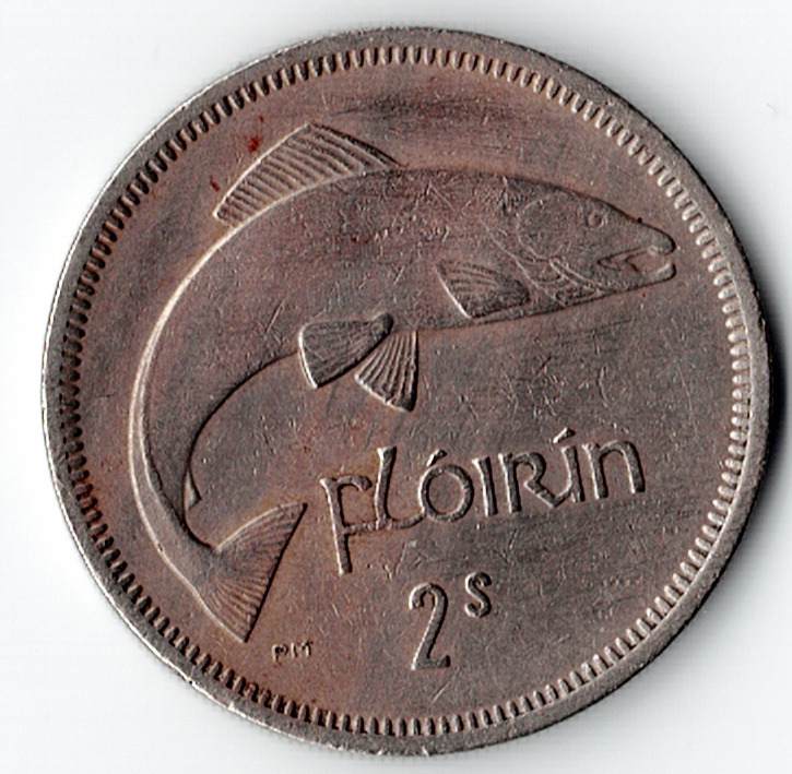 Read more about the article 1964 Ireland 2s Coin Irish Florin Eire Irish Harp Salmon