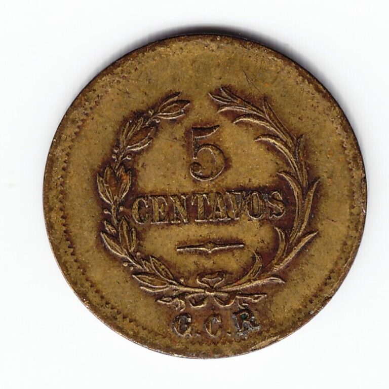 Read more about the article COSTA RICA 5 centavos 1918 KM147 Brass 3-year type HIGH GRADE – RARE