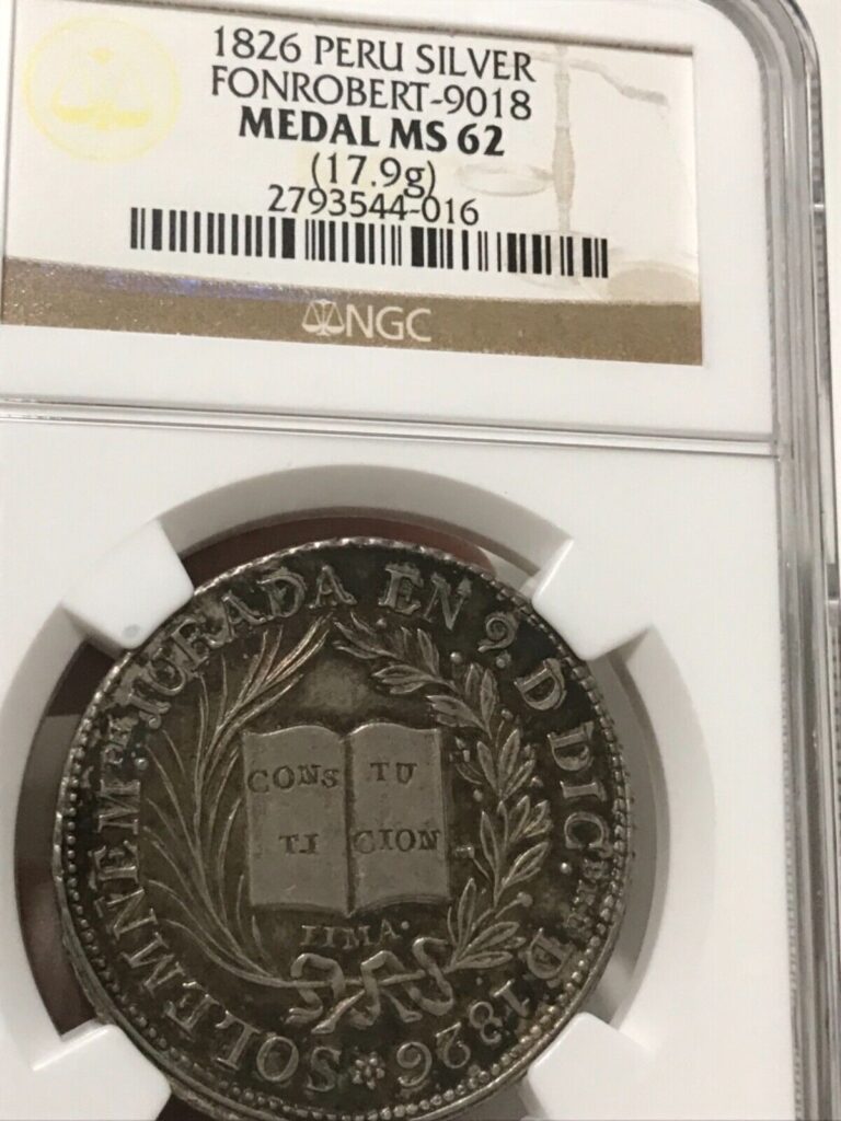 Read more about the article PERU / VENEZUELA    1826  –  SIMON BOLIVAR MEDAL   –  MS62