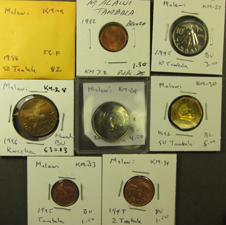 Read more about the article Malawi  8 different coins 1982 to 96   (#2852)