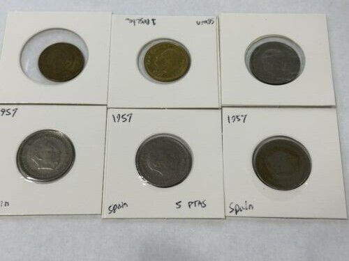 Read more about the article 6 1957 – 1975 PTAS PESETA Francisco Franco Caudillo De Espana Spanish coins