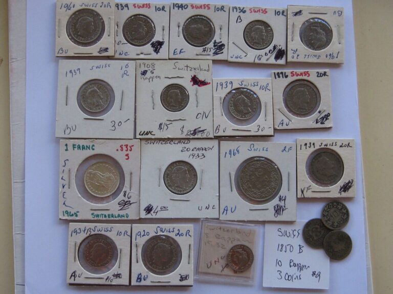 Read more about the article Switzerland lot of 19 coins  1850 to 1960  some Swiss Silver  no reserve!