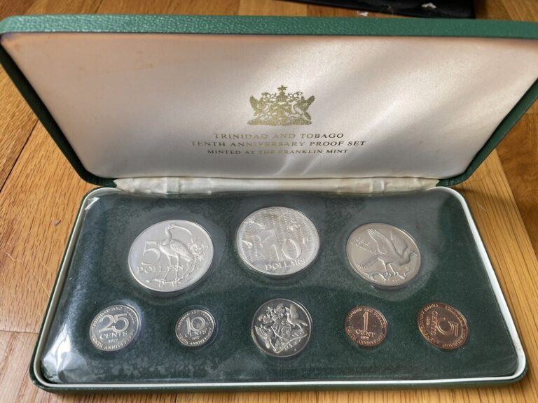 Read more about the article 1972 Trinidad and Tobago 8 Coin Proof Set 2 Silver Coins ASW=1.923 oz.