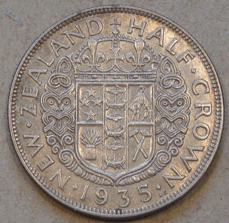 Read more about the article New Zealand 1935 Half Crown AU with Luster As Pictured