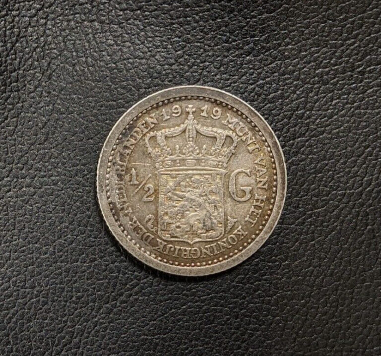 Read more about the article 1919 Netherlands Silver 1/2 Gulden