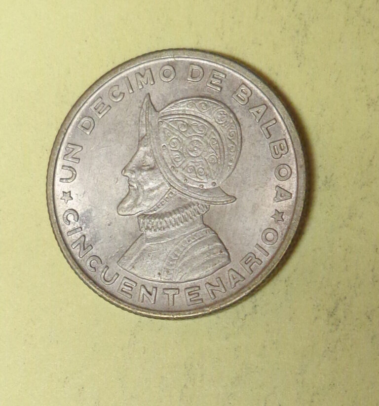 Read more about the article Panama 1/10 BALBOA 1953  Silver Coin Nice AU/Unc? Toned ONE YEAR TYPE